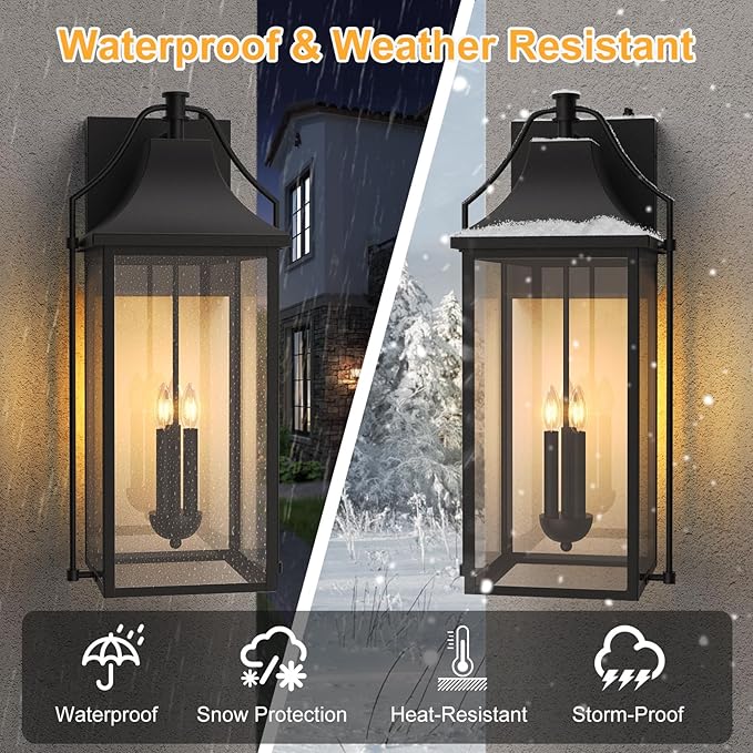 - Dusk to Dawn Outdoor Wall Light, Large Size Waterproof Patio - Image 9