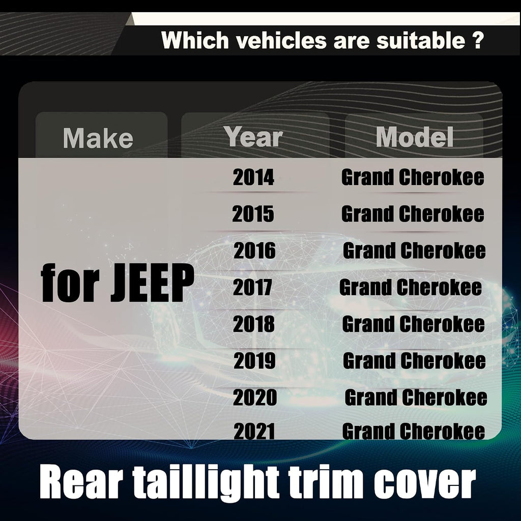 STSEV01 Taillight Cover Trim Fit for JEEP Grand Cherokee 2014-2021 Accessories Altitude/Laredo/Limited/Overland/SRT/Summit/Trailhawk,Tail Light Rear Lamp Protective Guards Exterior Decoration