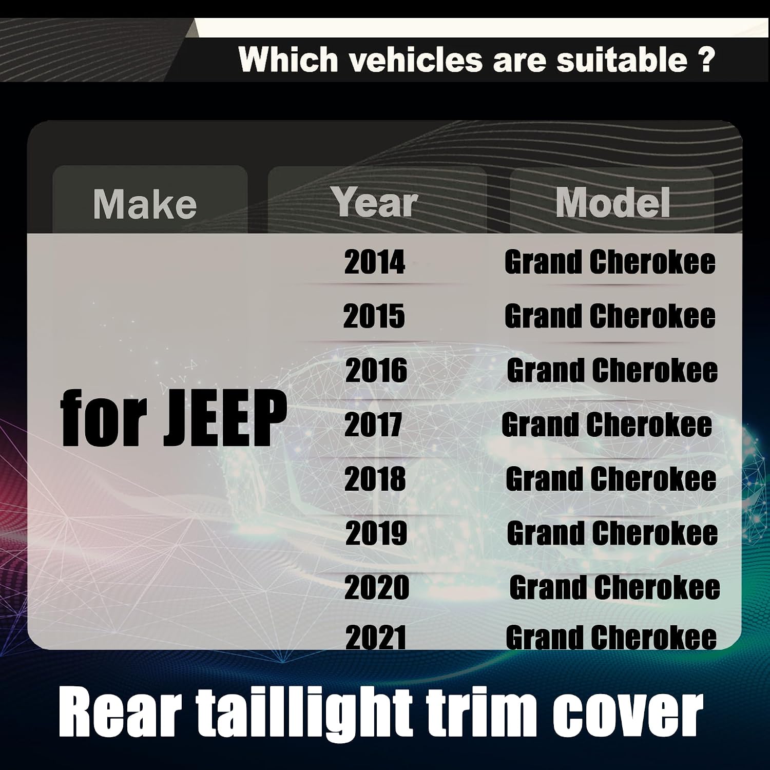 STSEV01 Taillight Cover Trim Fit for JEEP Grand Cherokee 2014-2021 Accessories Altitude/Laredo/Limited/Overland/SRT/Summit/Trailhawk,Tail Light Rear Lamp Protective Guards Exterior Decoration