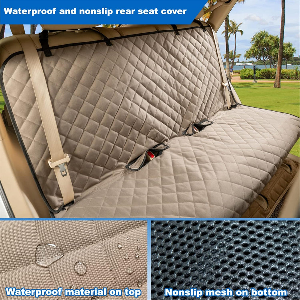 VIEWPETS Bench Car Seat Cover Protector, Waterproof Heavy-Duty, Khaki