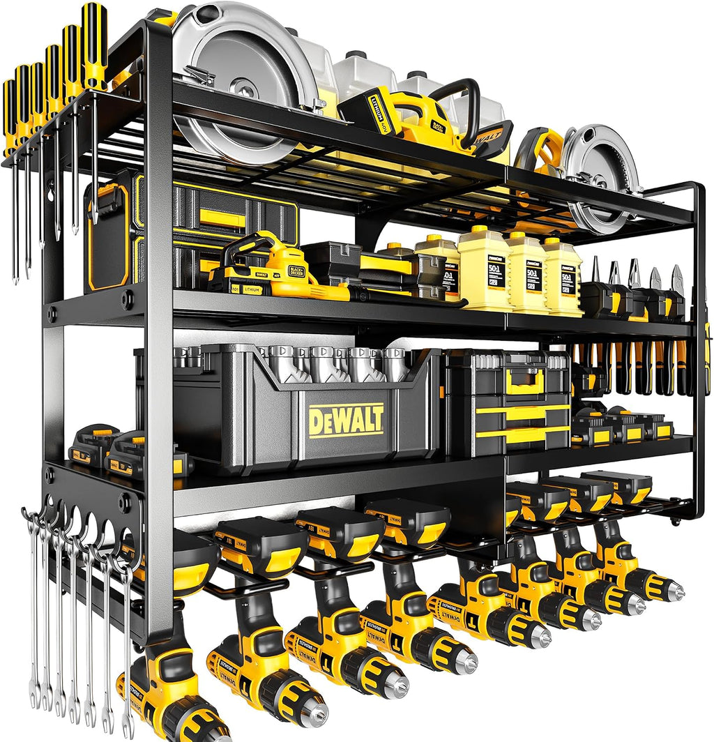 Large Power Tool Organizer Wall Mount, 4 Layers Heavy Duty Metal Loads 400lbs