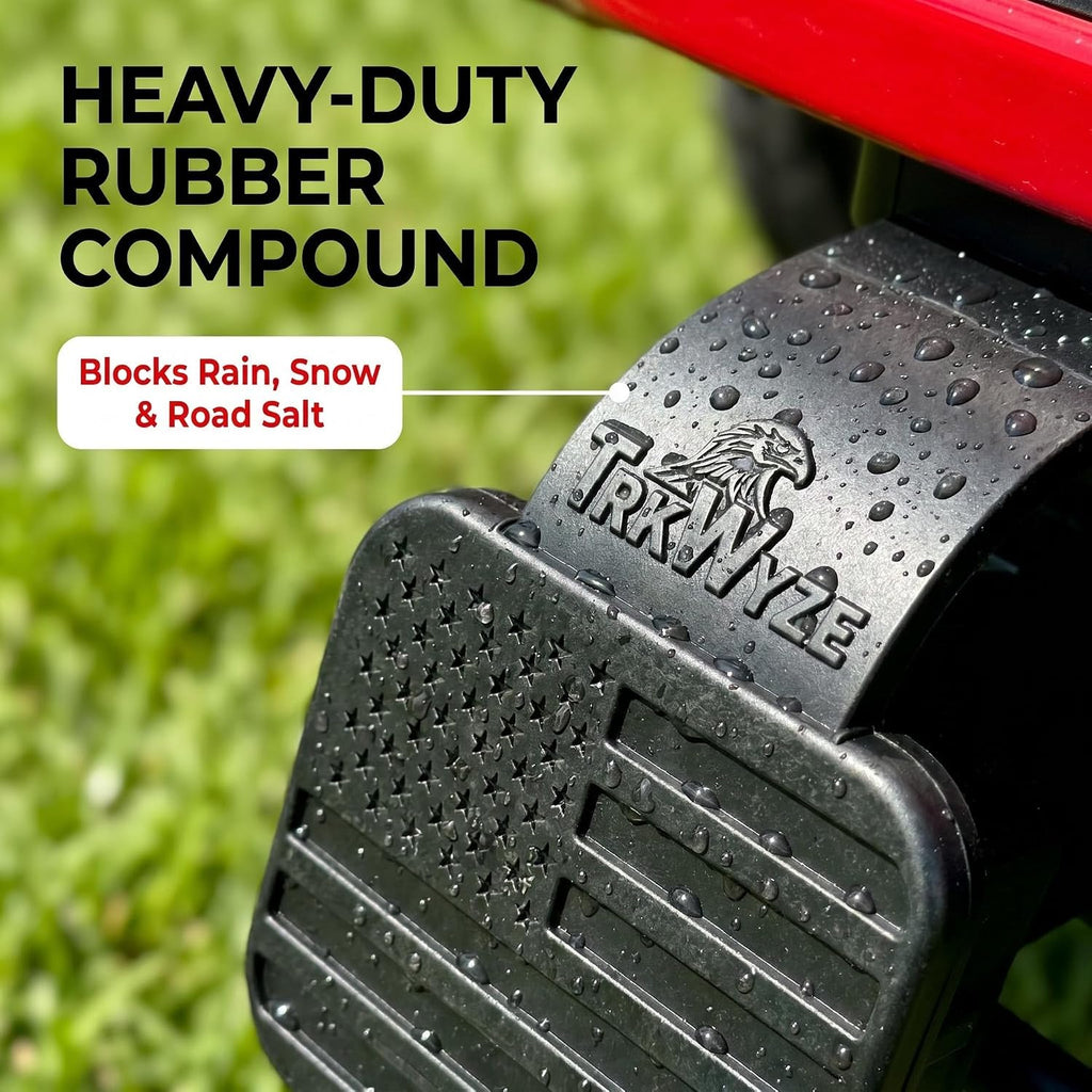 American Flag Trailer Hitch Cover for 2" Receiver, UV-Resistant Rubber Formulated to Prevent Cracking in Summer Heat, Heavy-Duty One-Piece Construction for Lasting Durability (Flag)