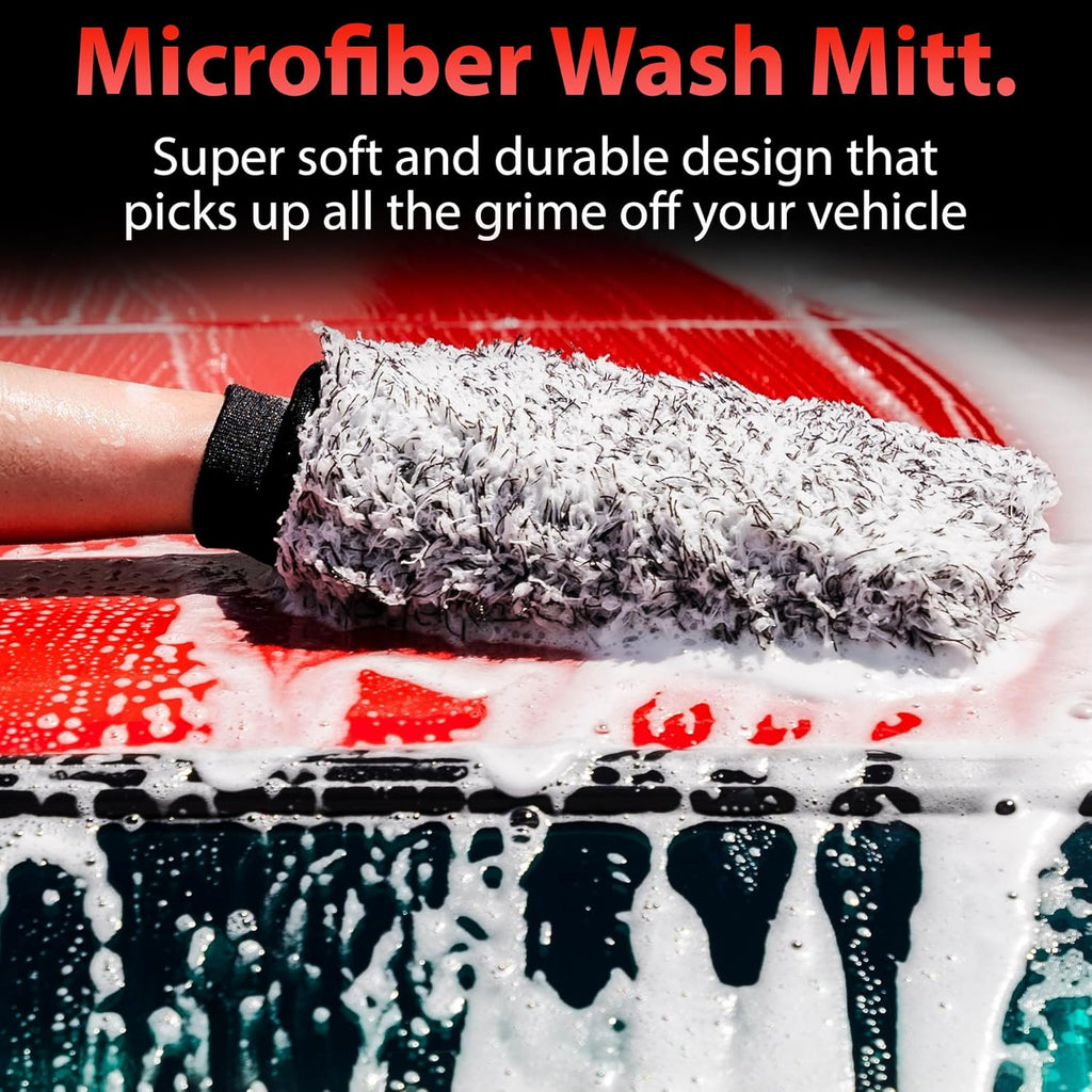 Adam's Polishes Microfiber Car Wash Mitt, Car Sponge Wrapped in Soft, Plush Fiber Cloth Material, Safe Washing with Any Car Soap, Bucket, Foam Gun, Foam Cannon, Other Cleaning Supplies