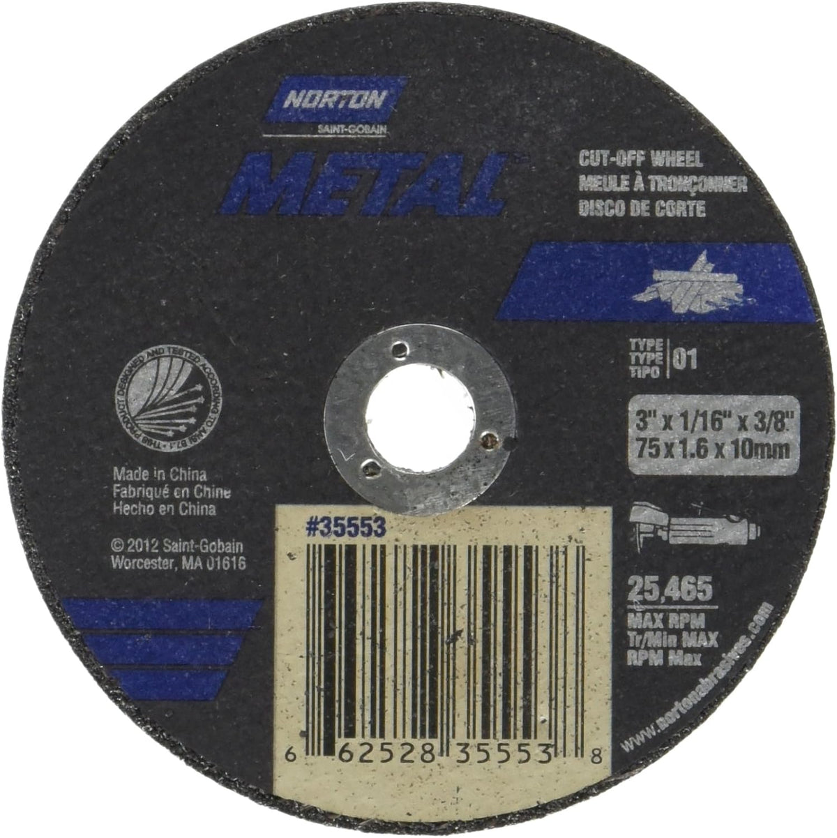 norton cut-off wheels 3" x 1/16" x 3/8", main product view