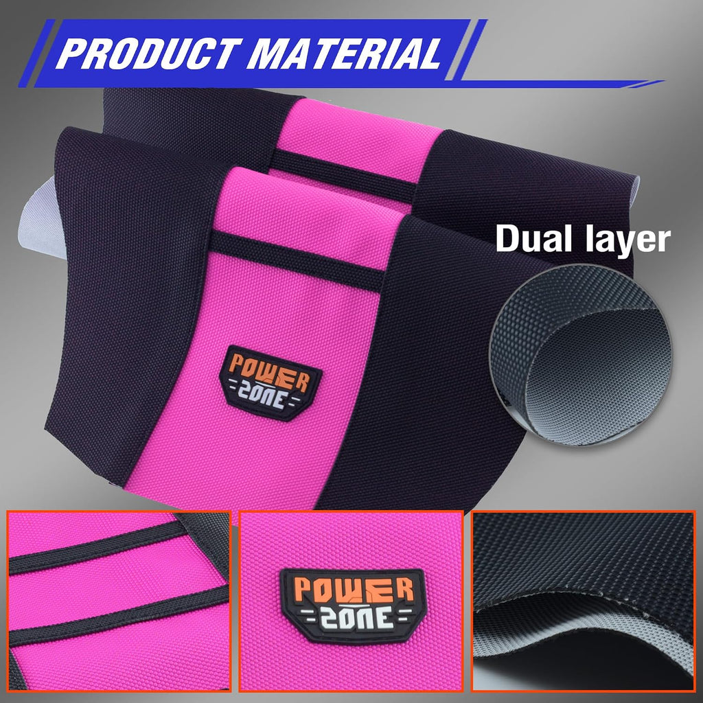 Gripper Rubber Dirt Bike Seat Cover - Universal Soft Seat Cover for Most Dirt Bike Motorcycle (Black-Pink)