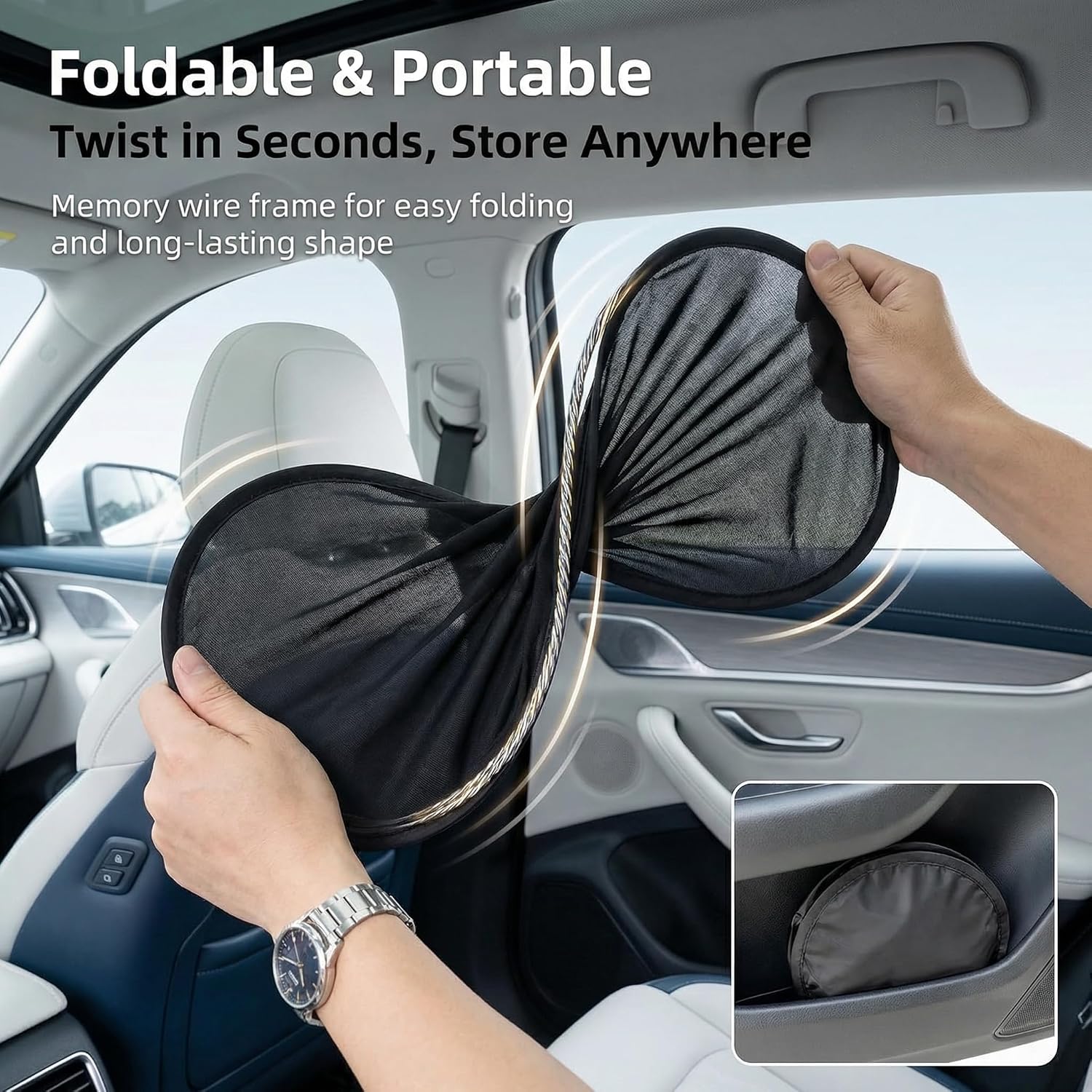 4 PCS Car Window Sun Shades, Static Suction Car Side Windows Sunshade, Front Rear Window Sunshades, Universal Car Accessories for Sun Protection & Privacy (Black)