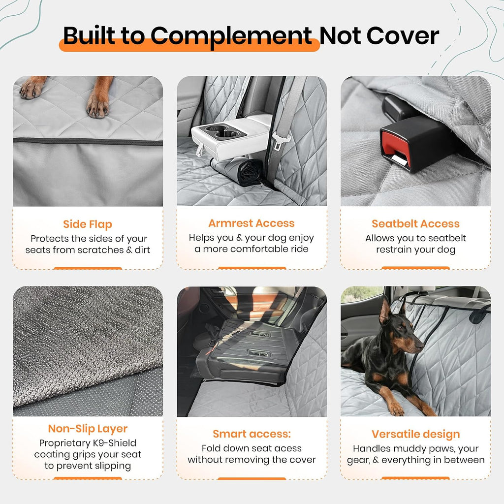 4knines dog rear seat cover for fold down, close-up detail