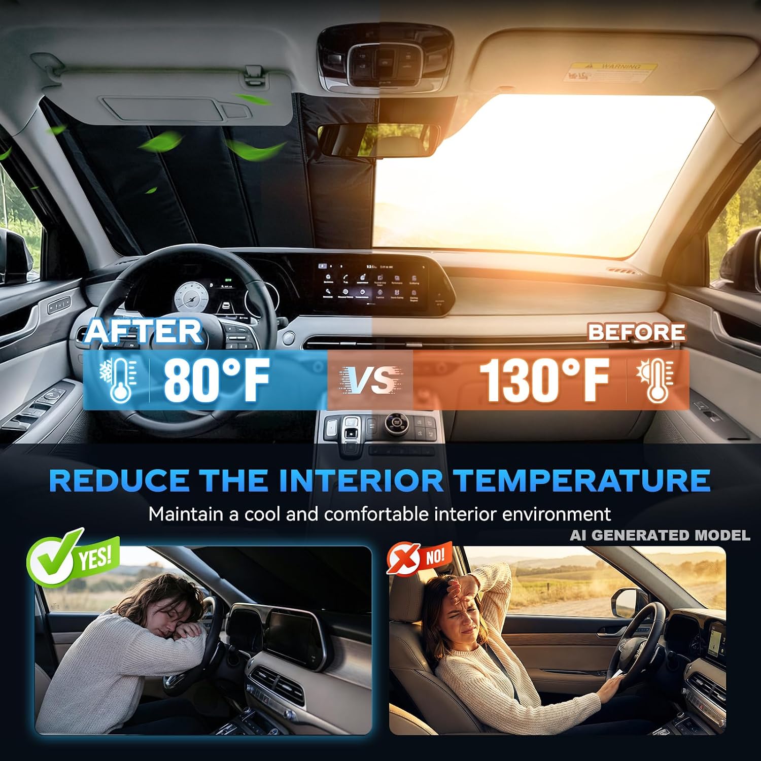 Windshield Sun Shade for Toyota Camry 2025-2026, Custom Fit Folding Design Car Front Window Sunshade Sun Visor Shield Accessories for Interior Protector, Blocks UV Rays & Heat