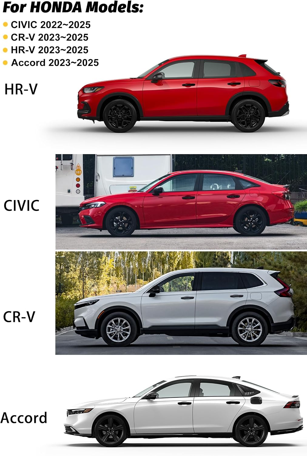 CKE Compatible with Honda Civic 2022-2026 for CR-V HR-V Accord 2023-2026 for Acura Integra ADX Accessories Upgraded Snap-on Car Exterior Door Handle Cover Trims Protector -Glossy Black