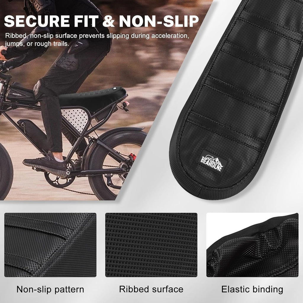 Ebike Seat Cover Upgraded for Ridstar Q20/Q20 pro EBikes Waterproof Non-Slip Seat Cover with Elastic Strap Seat Covers for Electric Dirt Bike (Full Black)