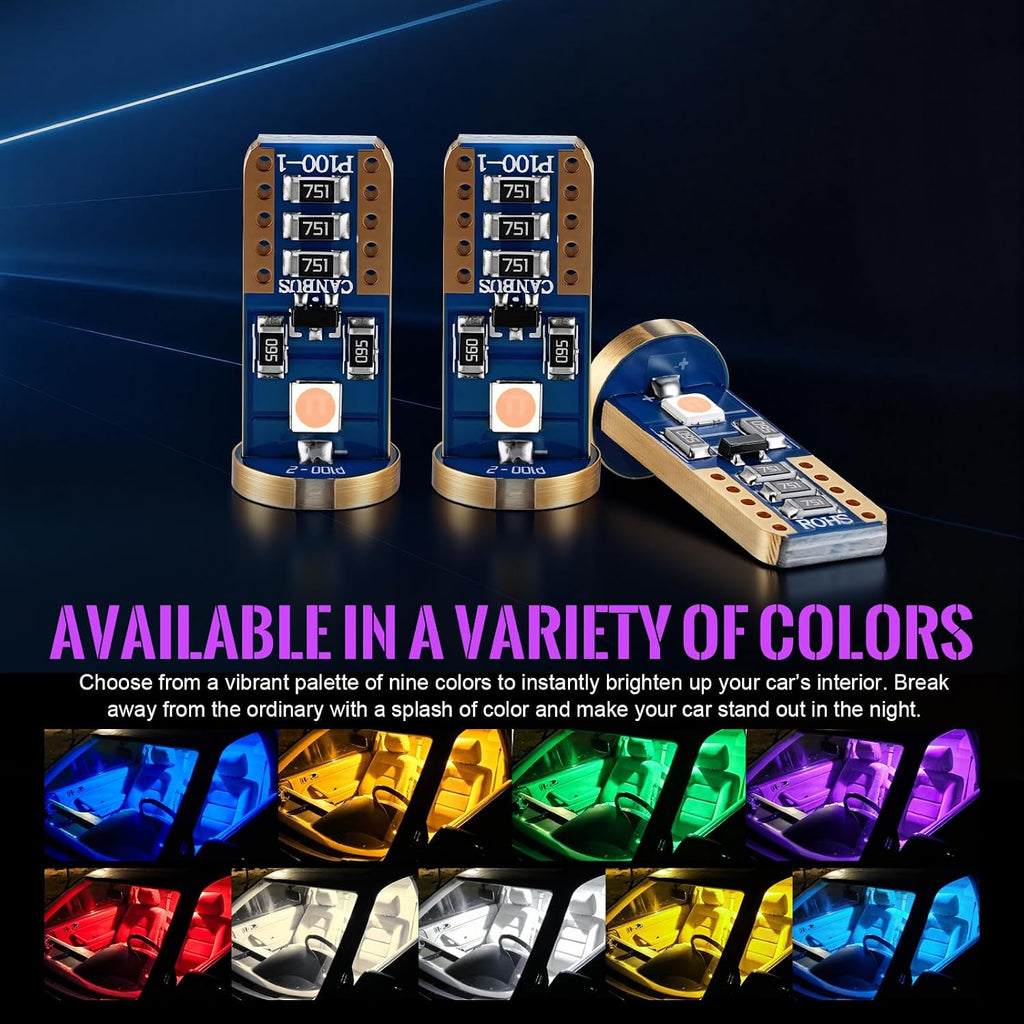 iBrightstar Extremely Bright Wedge T10 168 194 LED Bulbs for Car Interior Dome Map Door Courtesy License Plate Lights, Purple