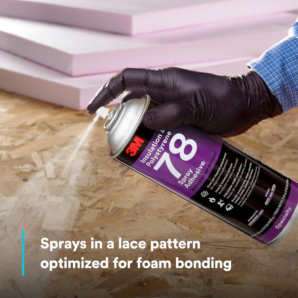 3m polystyrene foam insulation spray adhesive 78, clear, side view