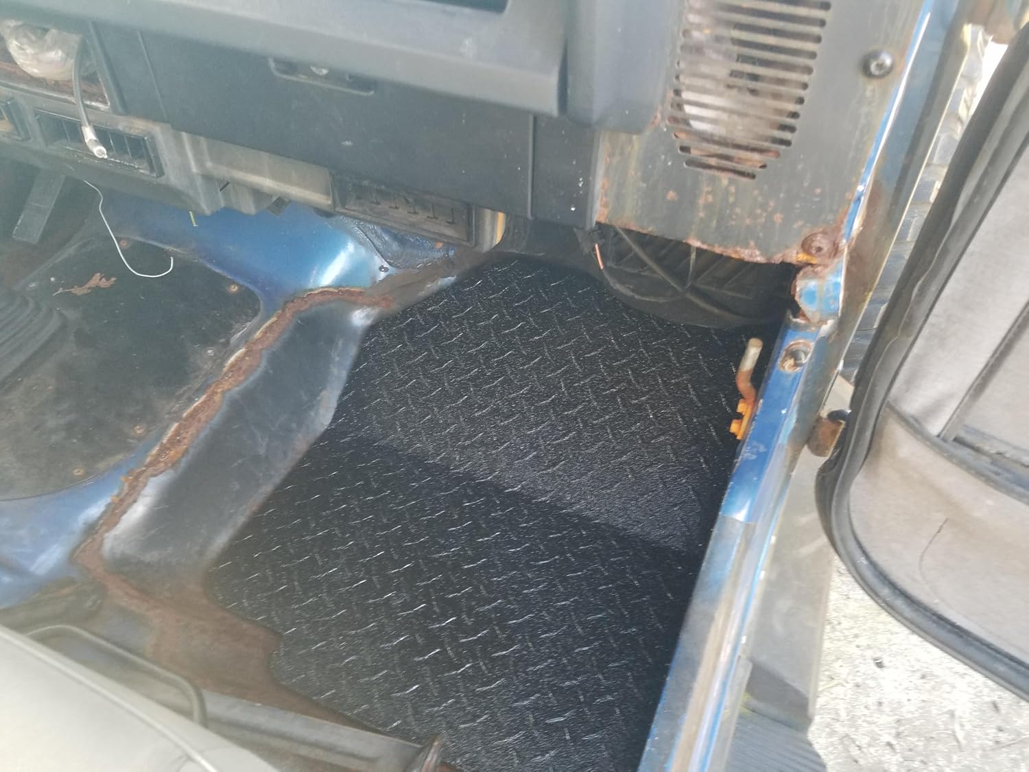 Fits Jeep Wrangler YJ Black Bedliner Aluminum Diamond Plate Front Floor Cover 1987-1995