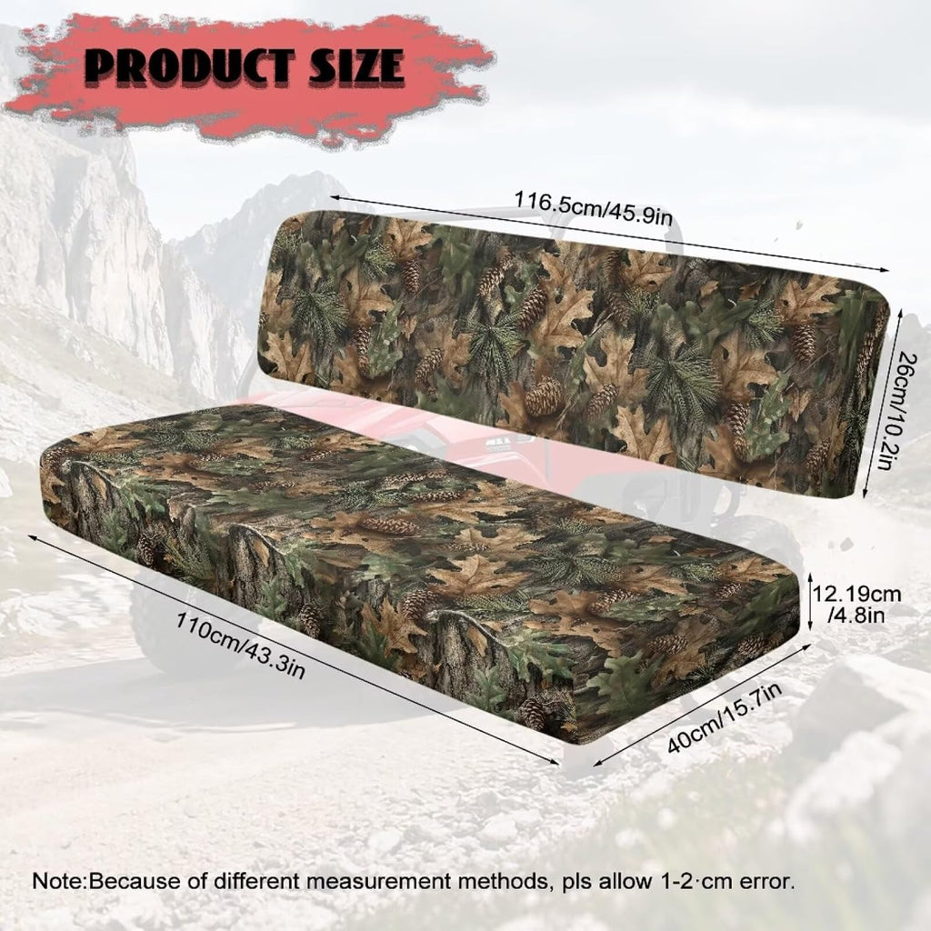 Pine Oak Leaf Camo Print UTV Bench Seat Cover Backrest Cover Seat Covers Compatible with Kawasaki Mule 3000 3010 3020 4000 4010 2001-2023 2025