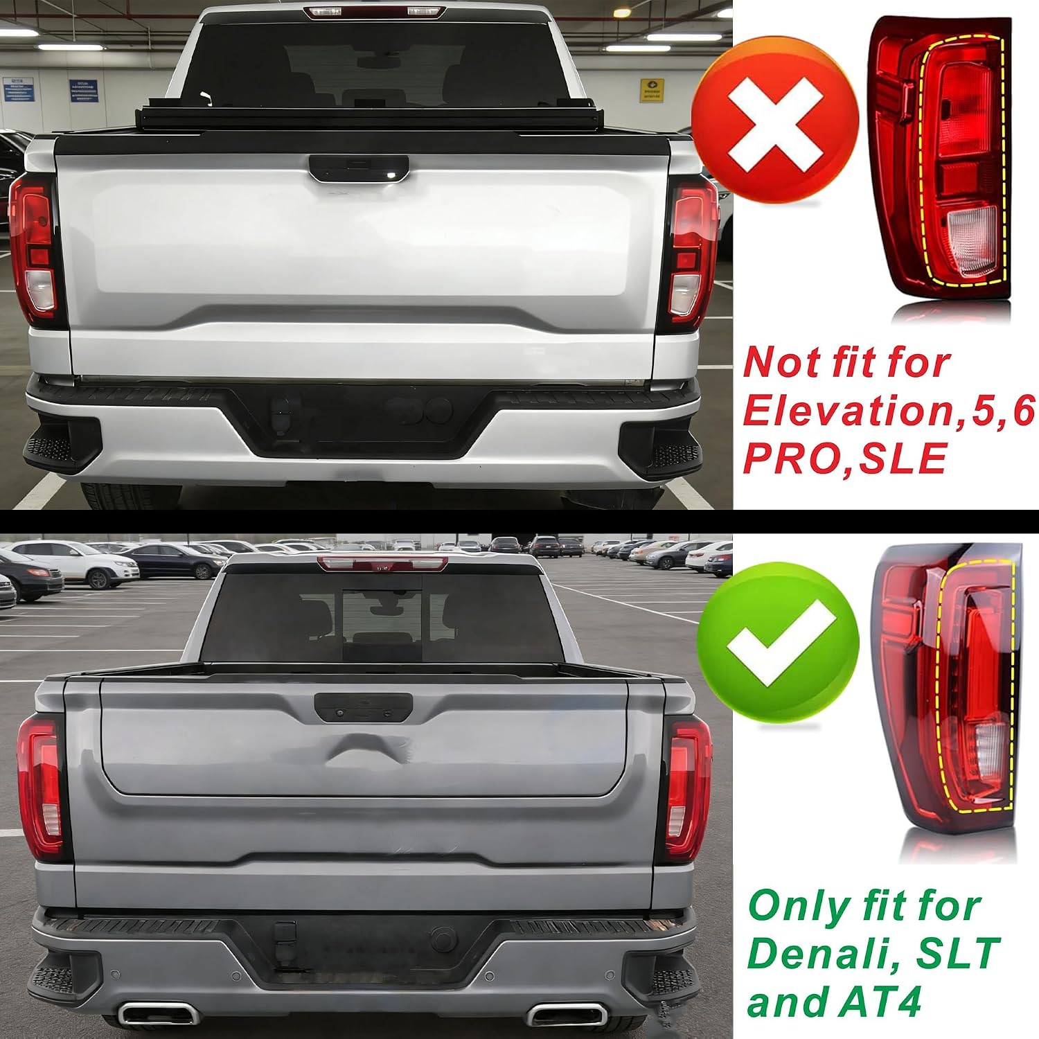 Narpes-Tail Light Rear Lamp Protective Guards Decoration Fit for GMC Sierra 1500 2500HD 3500HD 2019-2025 2026 Taillight Shell Frame Shield Denali SLT AT4 Exterior Accessories