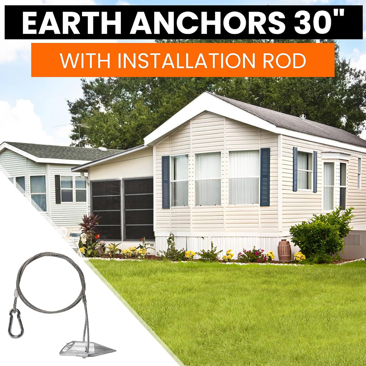 earth anchors 31" set of 4 with installation shown in use