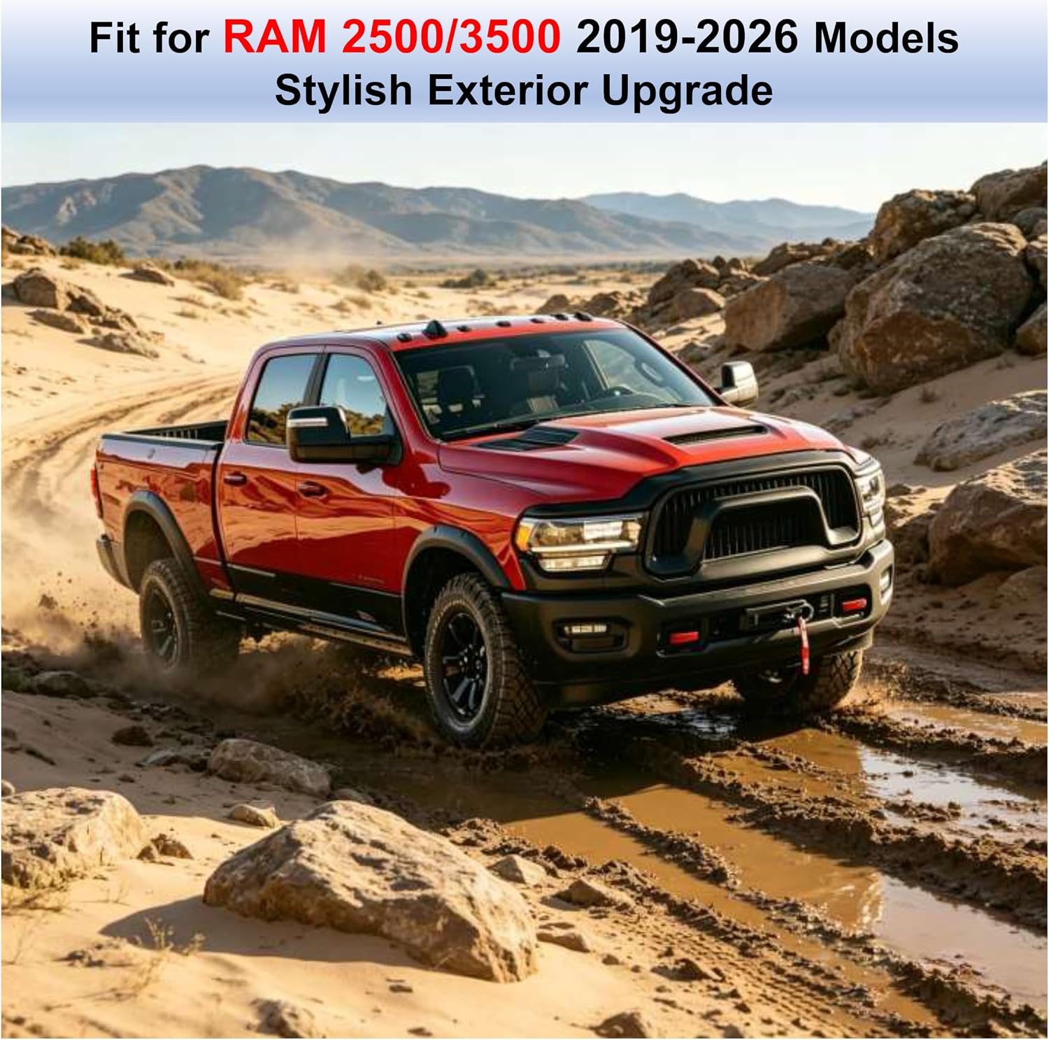 Tow Hook Covers for RAM 2500 3500 2019-2026, Thick Silicone Hitch Cover, Rustproof Weatherproof Front Tow Hook Protector