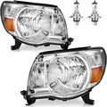 Headlights W/Bulbs for 2005 2006 2007 2008 2009 2010 2011 Toyota Tacoma Halogen Headlamp Replacement Driver & Passenger Side