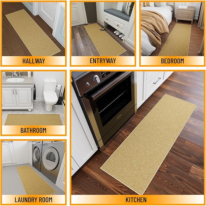 Ottomanson Hallway Runner Rug 2'2" x 6' Non Slip Solid Area Rugs Easy to Clean - Image 3