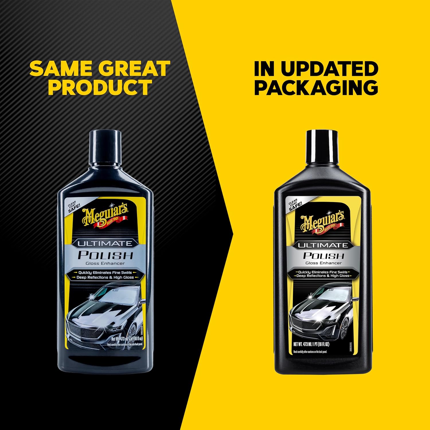 Meguiar’s Ultimate Polish – High-Gloss Polish for a Show Car Shine – Permanently Removes Light Swirls to Produce a Deep, Wet Reflection with a High Gloss Shine - Easy to Use, 16 Oz