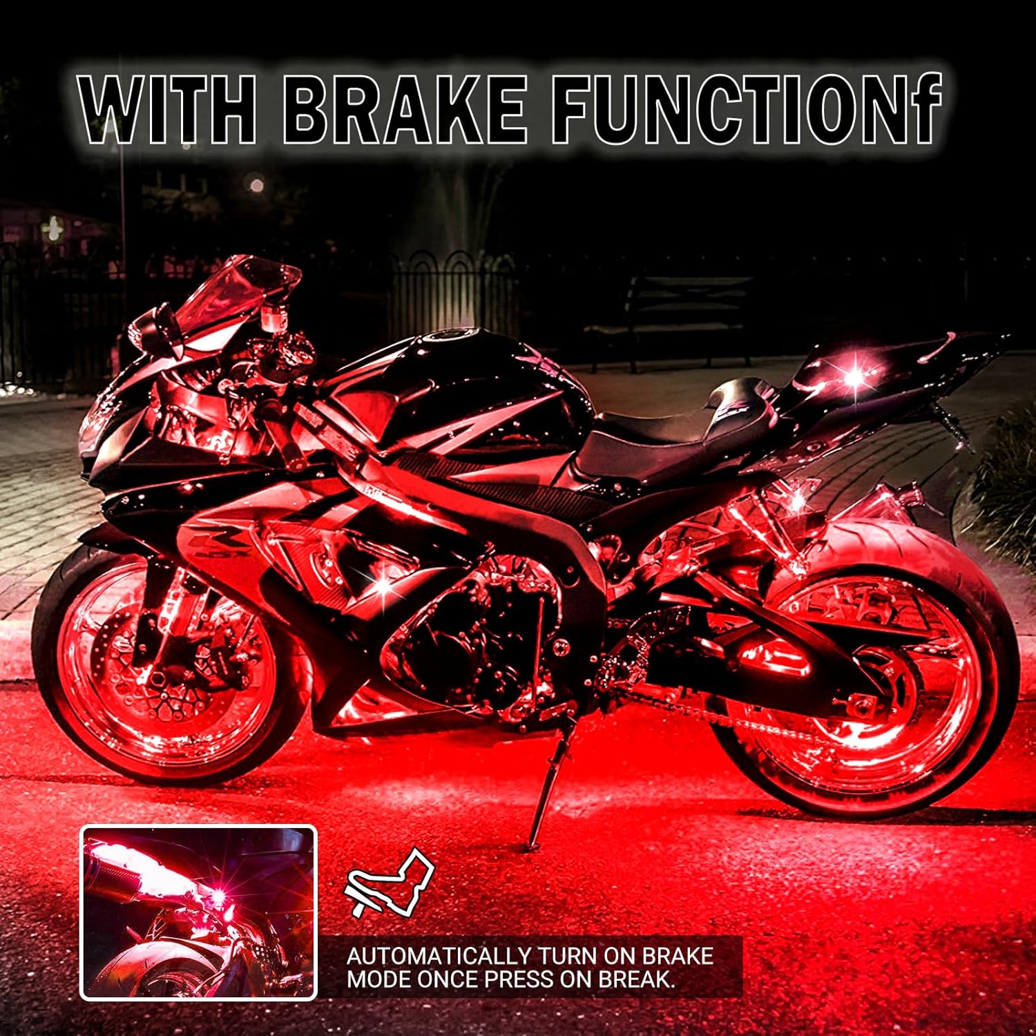 8Pcs Motorcycle LED Light Kit, 12 LEDs SMD Chips Magic-RGB Multicolor Lights, Underglow Kit with APP/RF Remote Control, Fit Most Motorcycles, ATV, UTV