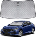 6 Layers Custom Fit Windshield Sun Shade for 2016-2021 Honda Civic, Foldable Car Sunshade with Storage Bag, Heat Reflective & UV Protection