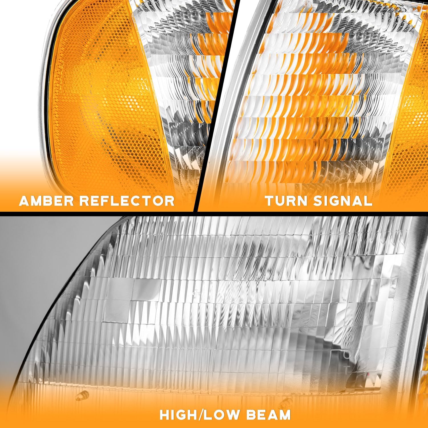 WEELMOTO Headlights Assembly for 1997-2003 F150 / 1997-2002 Ford Expedition / 1998-1999 F250, Headlamp+Corner Parking Turn Signal Marker Light Does NOT fit models produced before July 1996