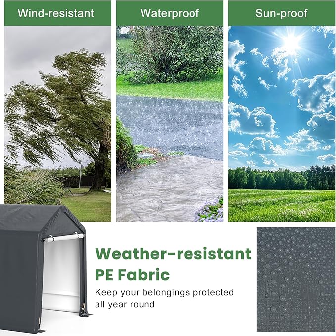 Tangkula 8x6.5Ft Portable Shed, Outdoor Storage Shelter - Image 8
