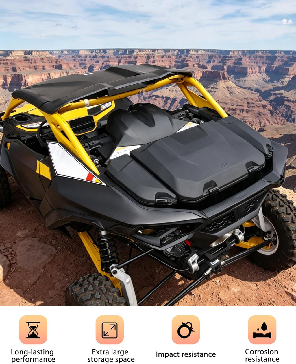 96L Rear Cargo Box & 13.5L Side Storage Boxes for Can Am Maverick R MAX X RS 2024+ Accessories, Water Resistant Cargo Storage Bin Tool Box(3PCS, Direct Replace OEM #715007182/715007372)