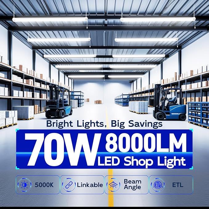 hykolity 4FT 70W LED Shop Light Linkable, 5000K Utility Shop Lights - Image 2