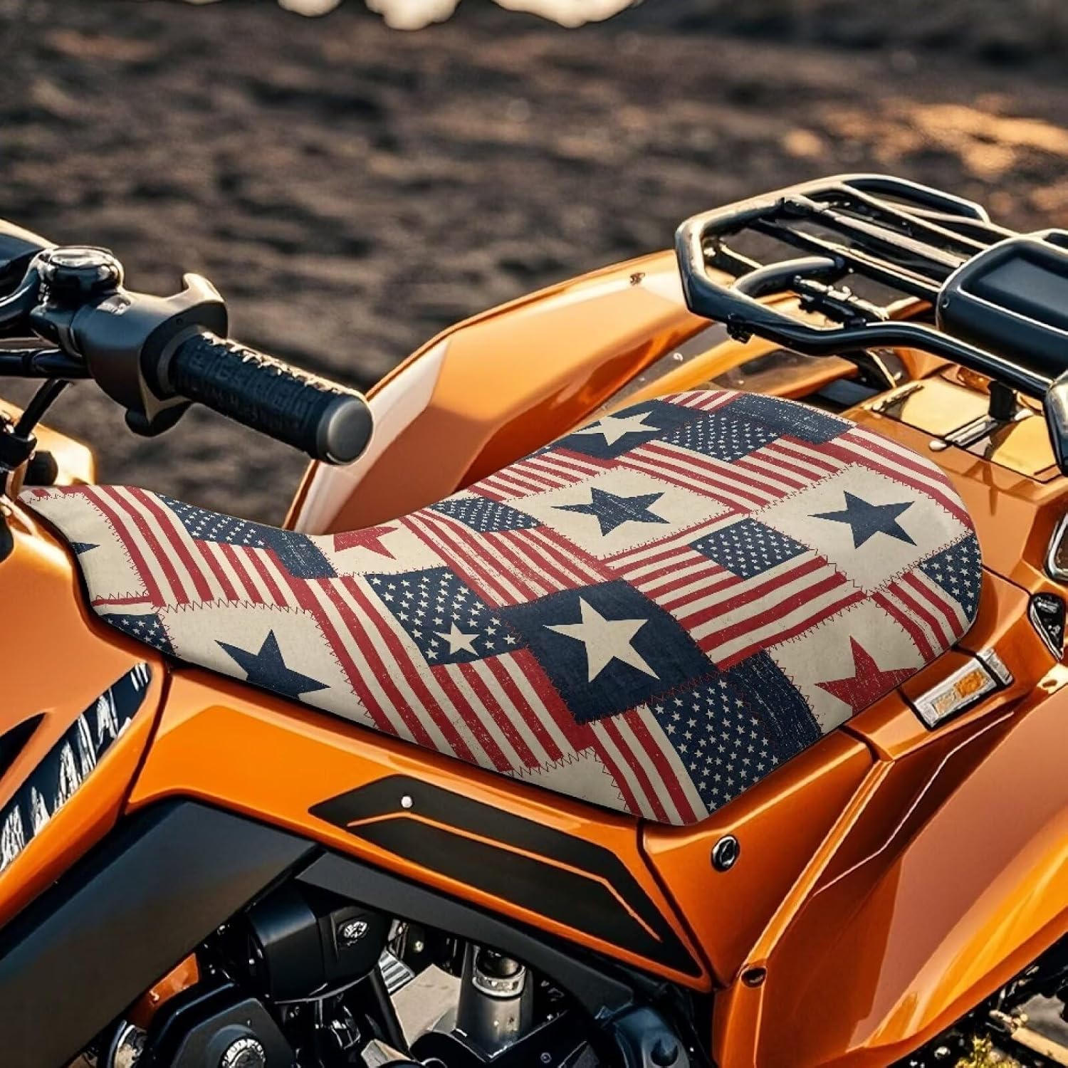 Vintage American Flag ATV Seat Cover Four Wheeler Seat Cover Patriotic Flag Waterproof Universal ATV Accessories 1776-2026 Compatible with Most ATV Seats