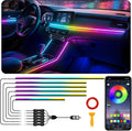 Interior Car LED Strip Lights, RGB 6 in 1 Dynamic Dreamcolor Chasing Acrylic LED Lights for Car, USB Powered Ambient Lighting Kits with Wireless APP, Sound Active Function Car Neon Lights (6 in 1)