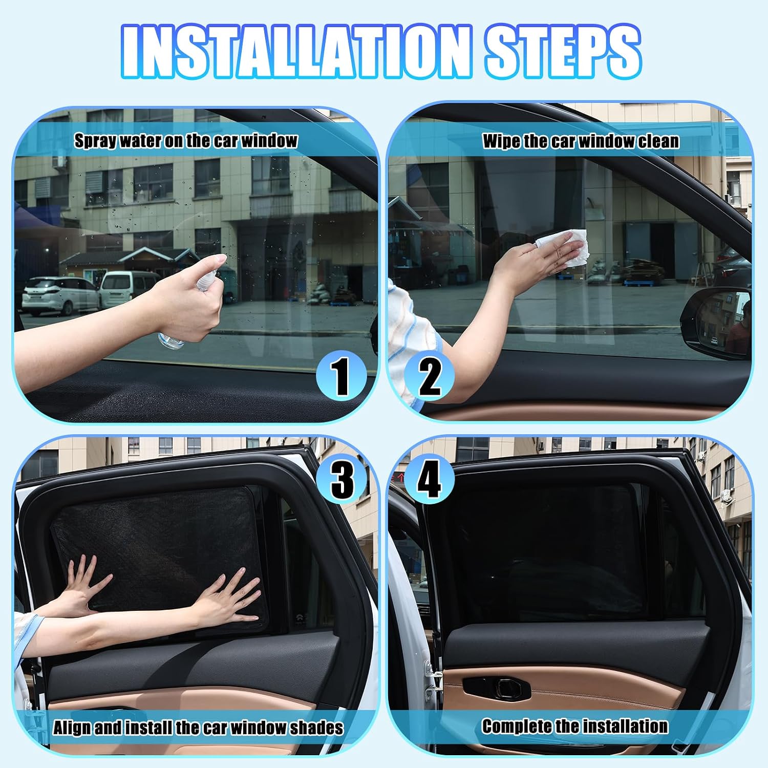 ZATOOTO Car Window Shade for Driver Window Sun Shade, 2 Pack 16"x7" Static Cling Sun Shade for Car | Bluish-Purple for Glare | Tile Two for Custom Coverage| Removable for Changing Light Conditions