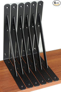 6 Pack L10 x H 8" Black Heavy Duty Shelf Brackets by MHMYDZ