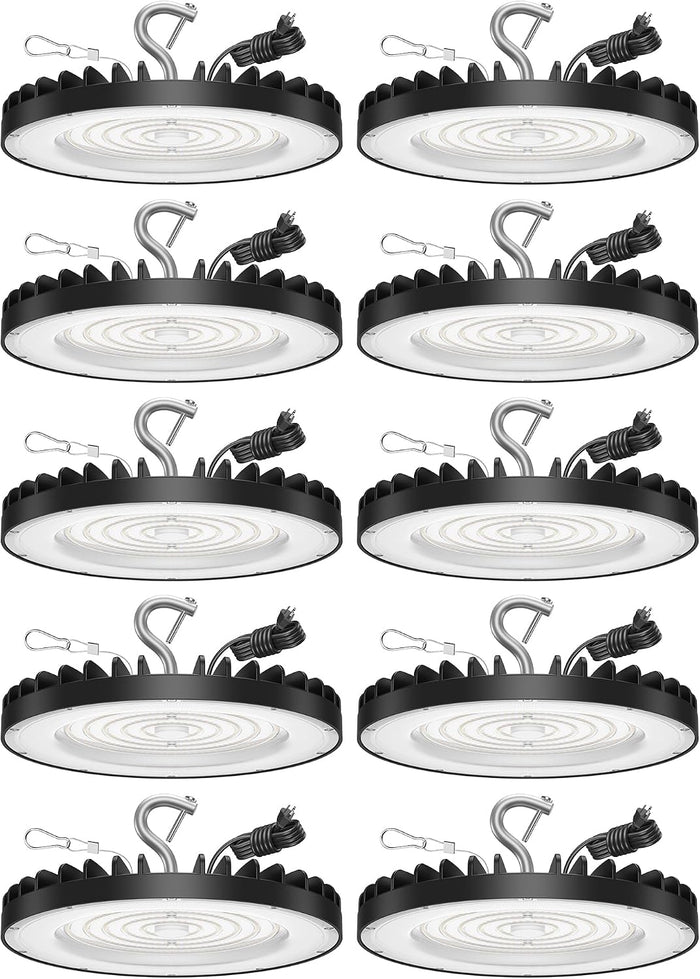 10 Pack UFO High Bay Led Shop Lights 150W, 21,000lm 5000K, ETL