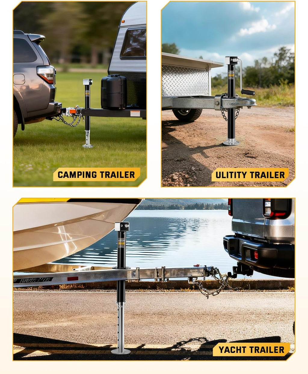 5500 lbs A-Frame Trailer Jack, Heavy Duty Trailer Tongue Jack for RV and Utility Trailer, 20-24V Cordless Drill Compatible, 7-Level Adjustable Drop Leg with 11.4 to 37.2-Inch Lift Range, Black