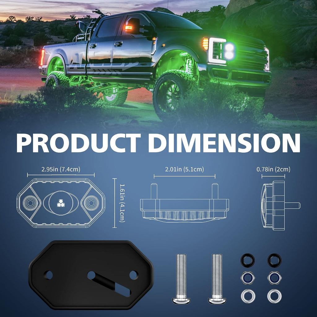 4WDKING Red LED Rock Lights, 4 Pods IP68 Waterproof Underbody Glow Trail Rig Lamp LED Neon Lights for Truck Off Road Truck Car Boat ATV SUV Motorcycle
