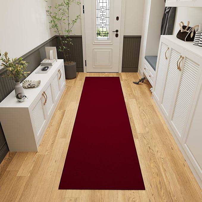 Ottomanson Hallway Runner Rug 1'10" x 12' Non Slip Solid Area Rugs Easy to - Image 10