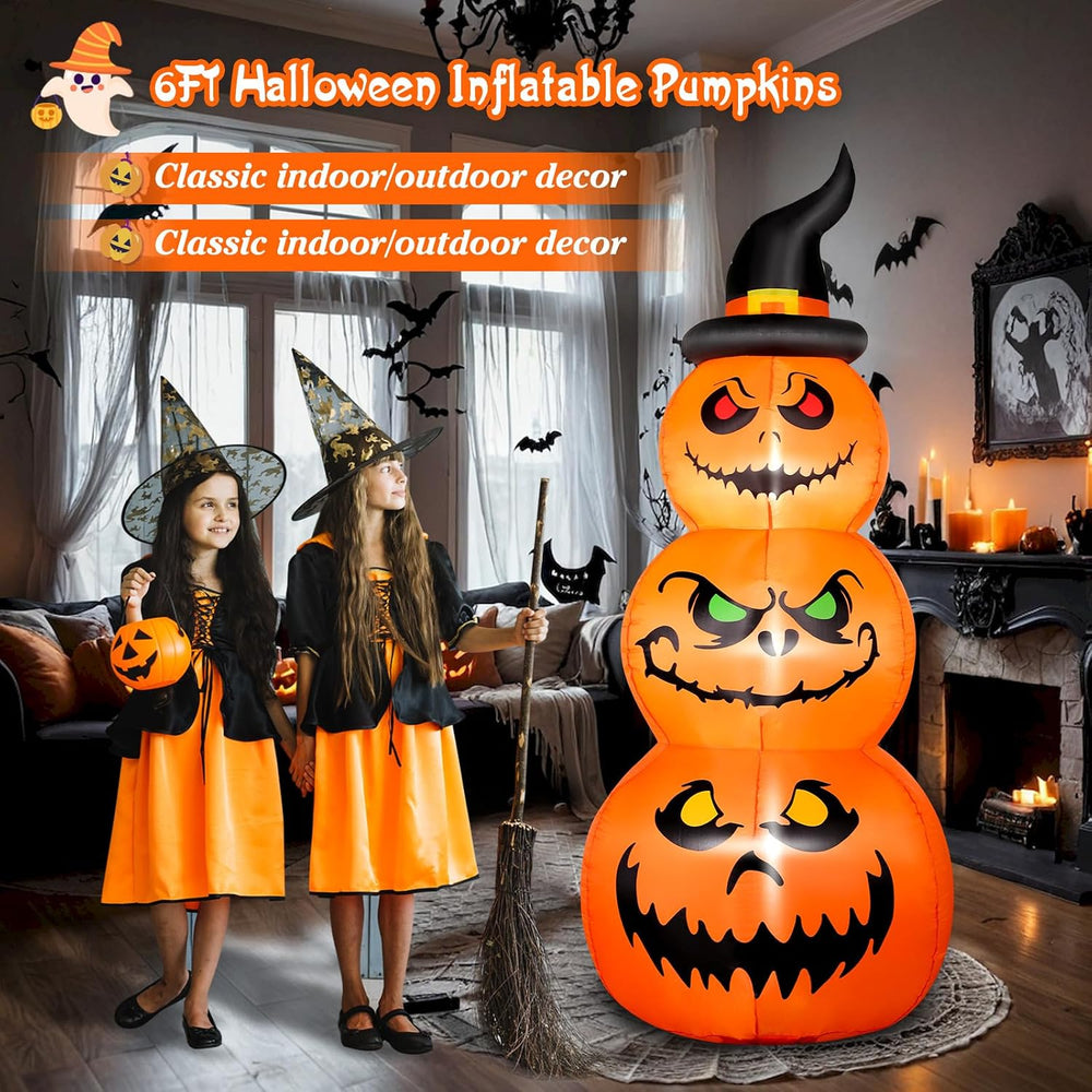 FunFanso 6 FT Halloween Inflatable Pumpkins Outdoor Yard Decorations, Blow up...