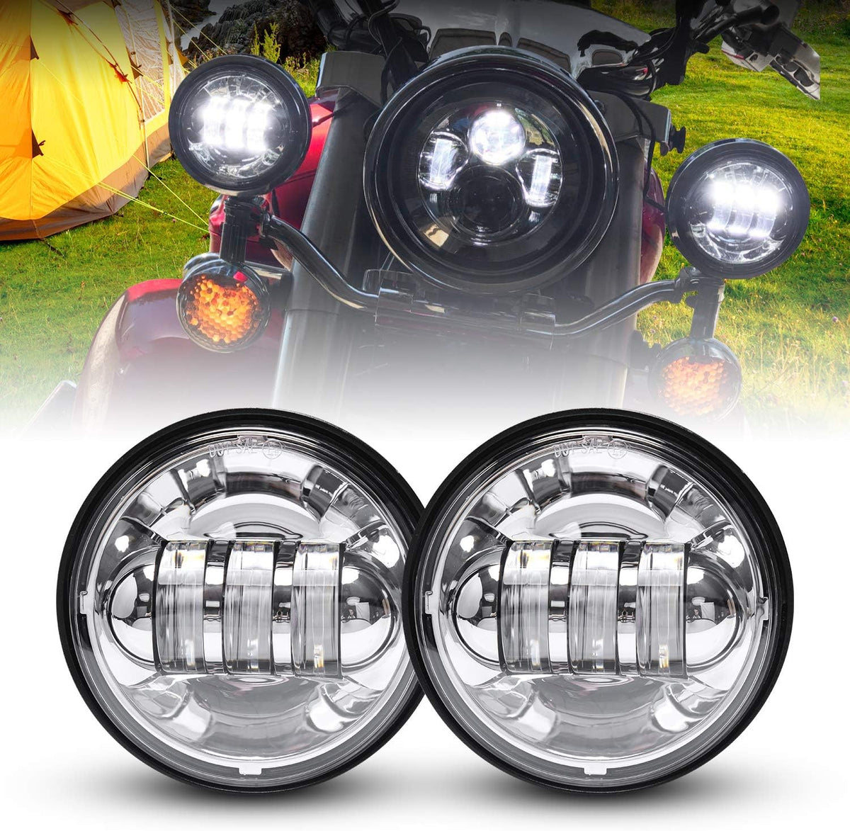 lx-light dot approved 2 pcs chrome 4.5 inch shown in use