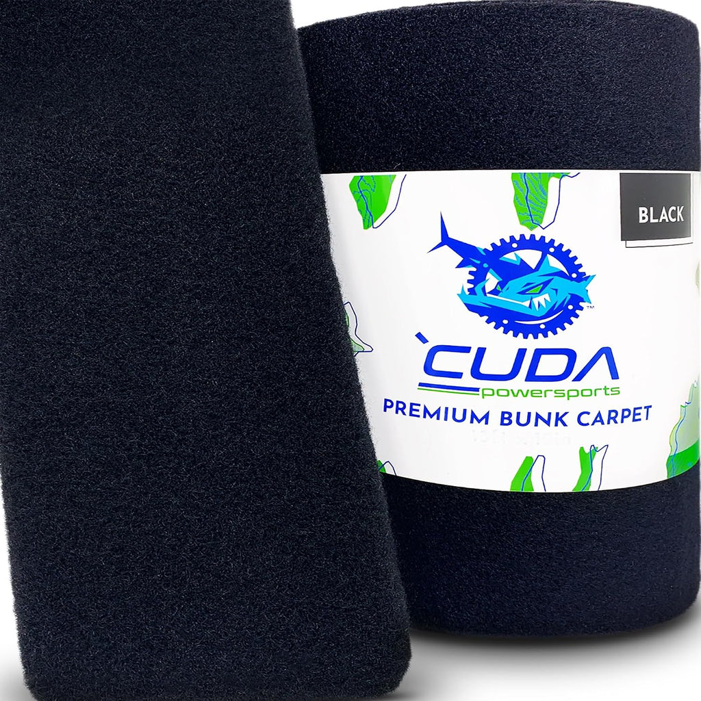 Cuda Boat Trailer Bunk Carpet 12 Inch Wide x 50ft-Premium - 30oz-Boat Trailer Carpet for Runners Marine Grade Parts Accessories Black Lift Runners Covers Waterproof