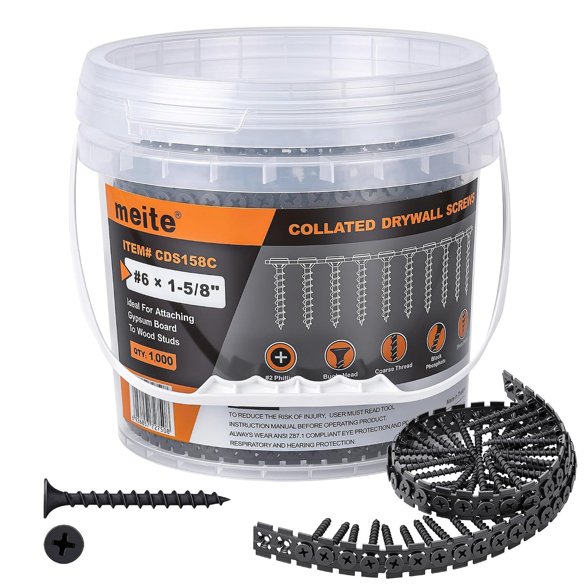 meite collated drywall screw #6 x 1-5/8 inch, main product view