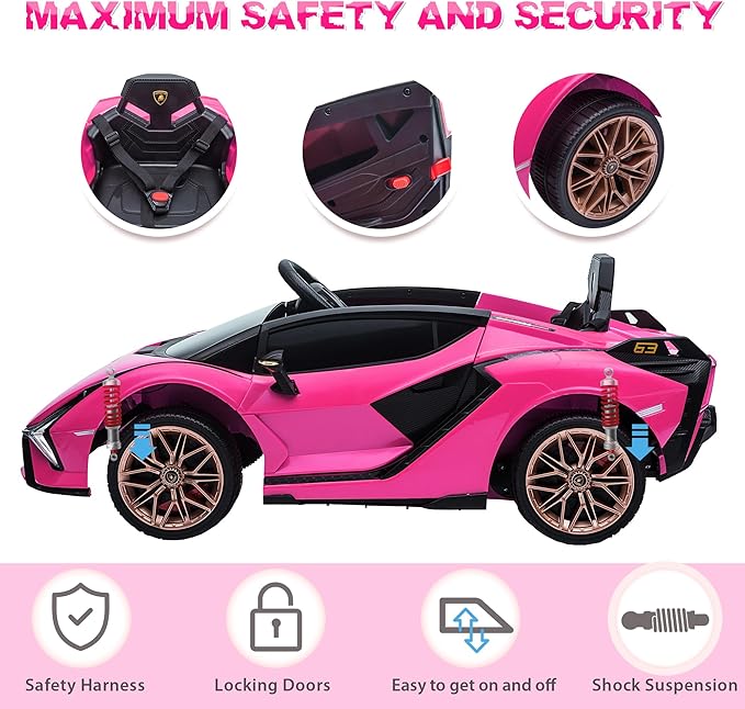 Licensed Lamborghini SIAN Kids Electric Ride On Car Toy by TOBBI, 12V Battery - Image 4