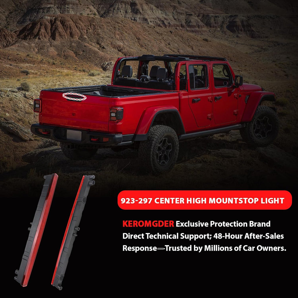 923-297 Third Brake Light 3rd Brake Light Compatible with Jeep Gladiator 2020 2021 2022 2023 2024 2025 68338388AC Center High Mount Stop Light