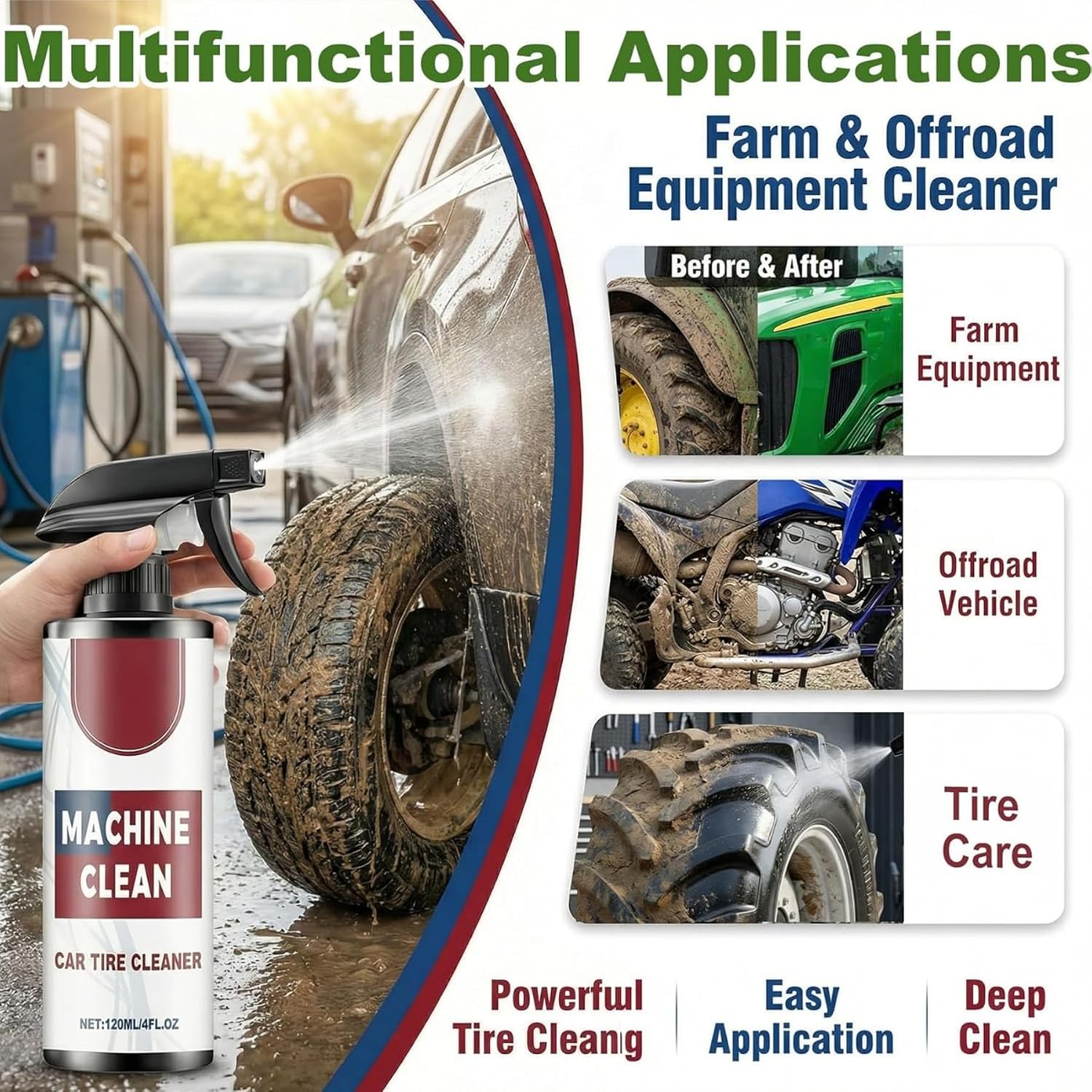 Machine Clean Spray, Machine Clean - Machine Clean Spray, Multi-surface Portable Cleaners, Car Tire Farm & Offroad Cleaner (3)