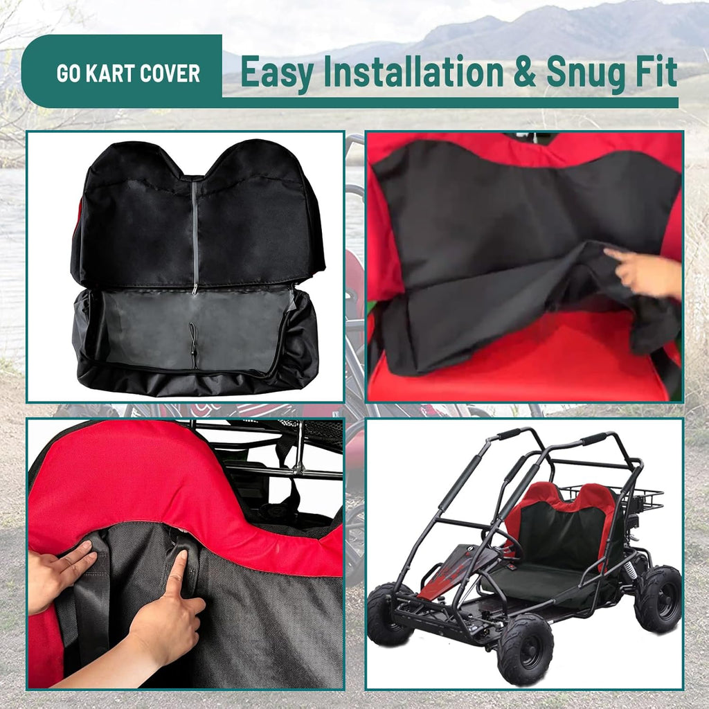 QYMOTO Coleman KT196 Go Kart Seat Cover,CK196-T 200GK Bench Double Seat Cover Heavy Duty Waterproof Sratch-Resistant Protect The Seat from Wear and Tear Go Kart Accessories