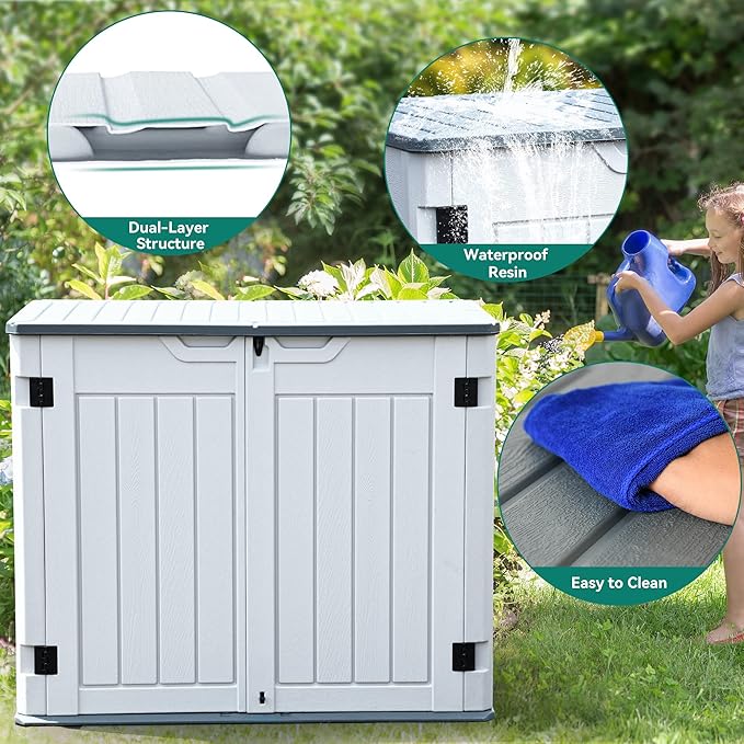 YITAHOME Extra Large Outdoor Horizontal Storage Shed, 4.5x4ft Resin Tool Sheds - Image 5