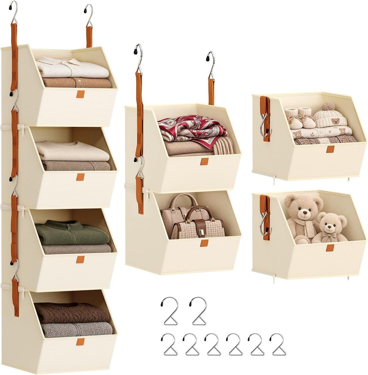 homsorout hanging closet organizer, modular 4-in-1 hanging shelves, main product view
