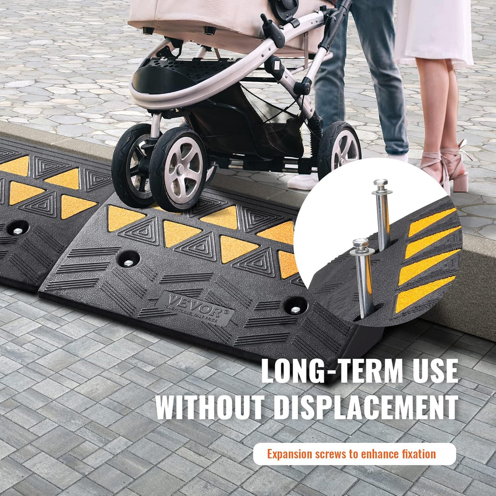 VEVOR Rubber Curb Ramp 5" Rise Height 2 Pack, Heavy-Duty 33069 lbs/15 T Capacity Threshold Ramps, Rubber Driveway Ramps for Cars, Carts, Dollies, Motorcycle, Bikes, Wheelchairs