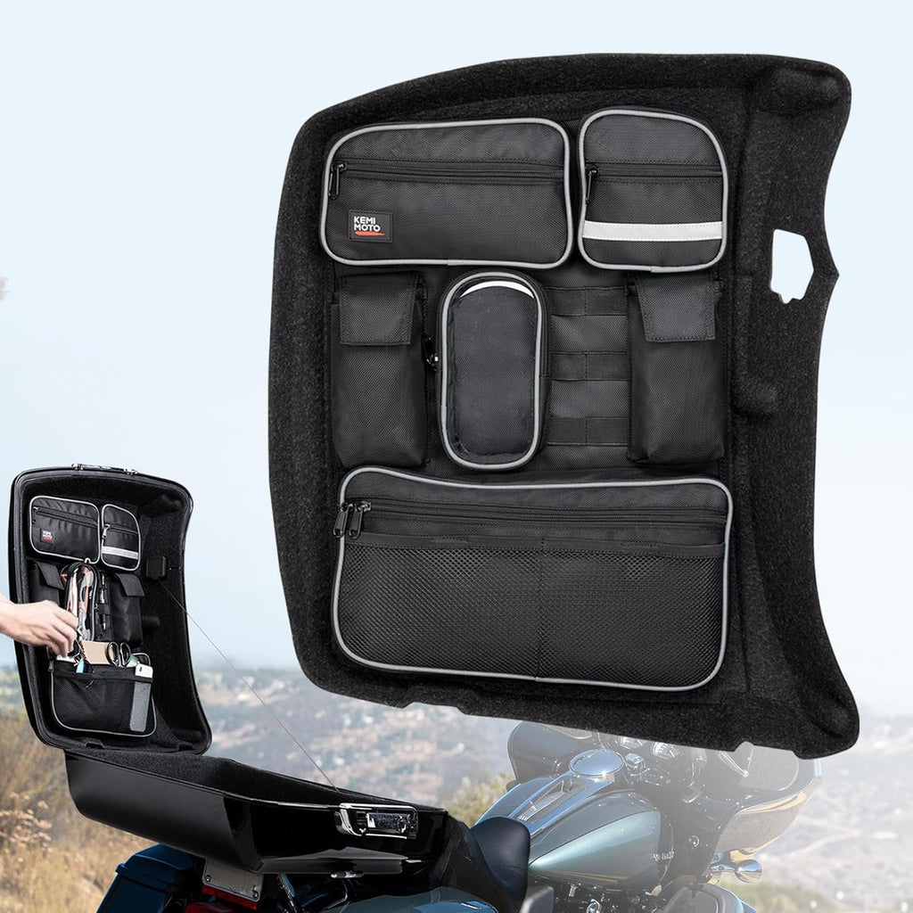 KEMIMOTO for Tour Pack Lid Organizer with Shell Motorcycle Storage Bag Chopped Tour Pack Liner Compatible with Touring Road King Electra Street Road Tri Glide Limited 2014-2025